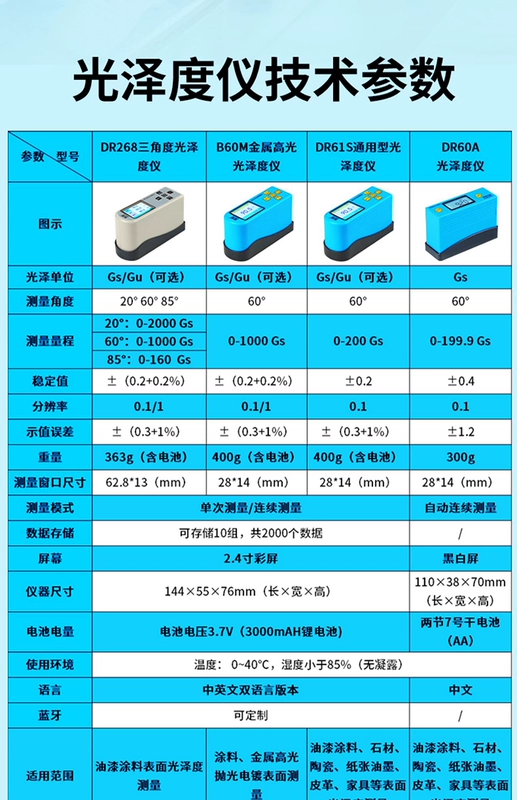 Dongru Máy đo độ bóng Máy đo quang bằng đá cẩm thạch DR60A Sơn mực gạch Máy đo quang sàn gốm