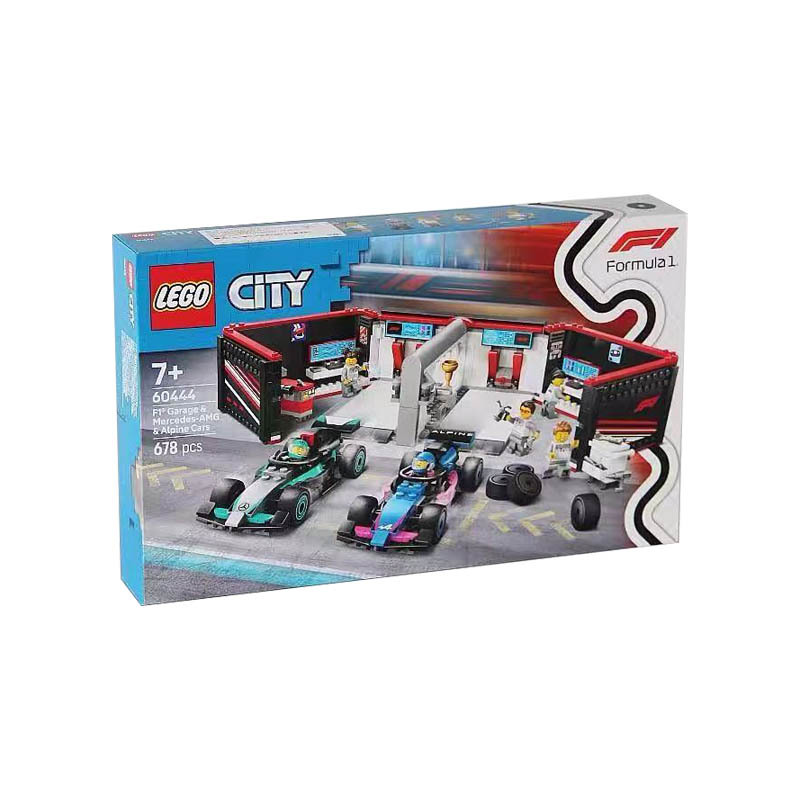 Lego City Series 60444F1 Garage with Mercedes and Alpine Racing Cars Building Blocks