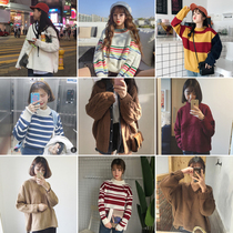 Harajuku wind sweater womens 2021 new autumn and winter pullover loose BF wear Korean sweater students loose outside wear