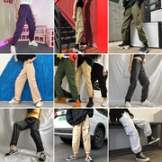 Phiên bản Hàn Quốc của hiphop overalls nữ Harajuku bf gió đường lỏng lẻo túi quần hậu sinh viên quần chùm thủy triều