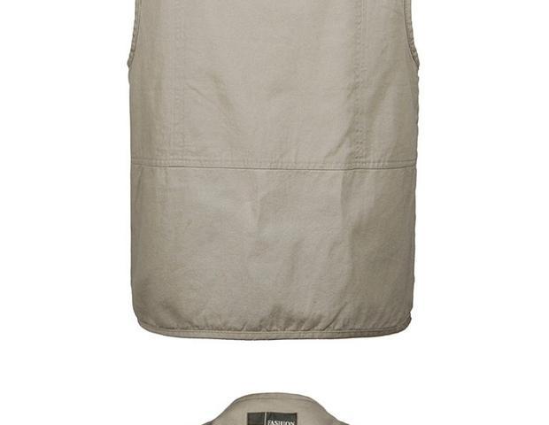 Áo vest nam trung niên mùa xuân và mùa thu mẫu cotton nhiều túi vest ngoài trời câu cá phóng viên chụp ảnh áo vest cổ chữ V áo ba lỗ tập gym