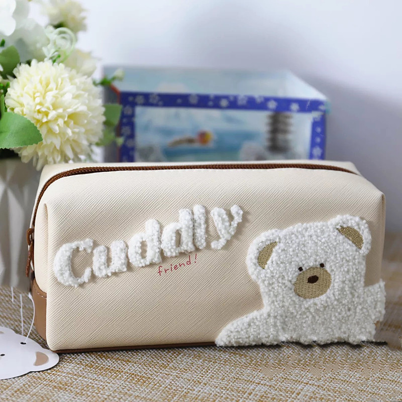 Japanese ins cute cartoon latte bear large-capacity student stationery pencil case high-value girl heart pencil case female