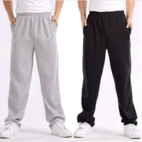 Mùa thu và mùa đông quần màu rắn nam cộng với phân bón XL quần thể thao cotton thêm quần rộng lớn cộng với quần nhung nam chất béo quần áo nam hàng hiệu