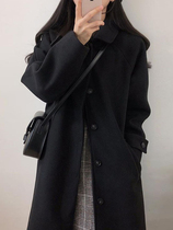 MAJE DVAWN Black bifacial cashmere Grand coat woman 2021 Winter new in winter with a kneecap jacket