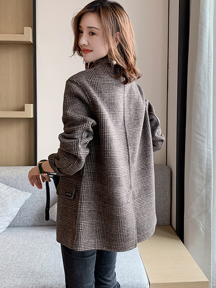 MAJE DVAWN Grid Mao - clothes girl 2021 Fall - Winter New Fashion - and - Winter Cashmere Super Costumes
