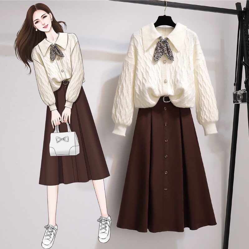 MAJE DVAWN Small Character Dress Woman 2022 New Goddess Fashion Sweater Dress Two Packages