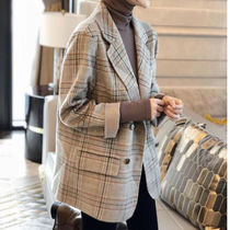 MAJE DVAWN double-sided cashmere coat womens 2021 autumn Korean style retro plaid small suit woolen coat