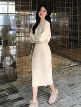 MAJE DVAWN French style white knitted dress Women in the middle of 2022 Fall new cashew slim one-piece dress