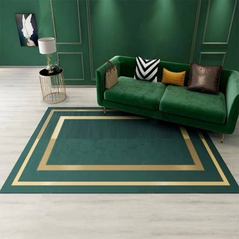 Light luxury green living room carpet Nordic modern minimalist style bedroom full pavement decompression carpet American dark green carpet
