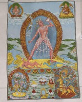 Tibetan thangka embroidery Ming Buddha statue gold silk brocade embroidery banner hanging painting thangka figure painting decorative painting