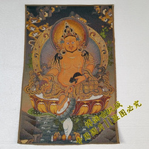 Tibetan Thangka Brocade Silk Embroidery Yellow God of Wealth Tibetan Buddha God of Wealth Treasure King Statue Character Cloth Painting