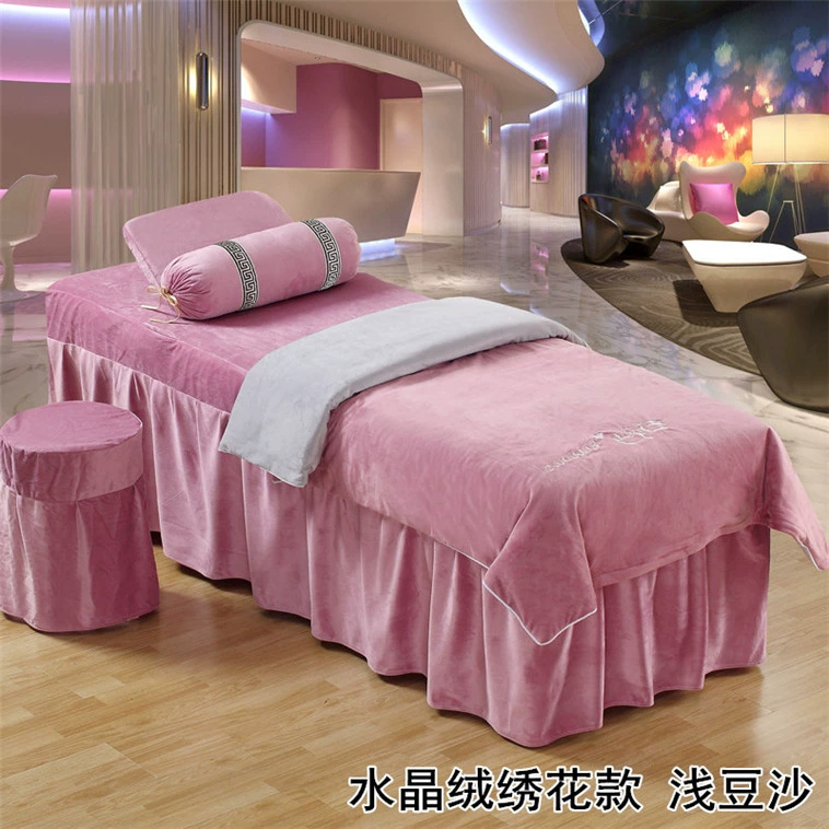 Tinh Beauty khăn trải giường gia đình bốn châu Âu cao cấp nhung giường massage ấm dày là trong bộ tùy chỉnh của bông đơn giản - Trang bị tấm