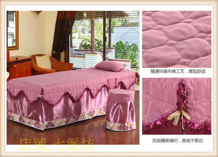 Vẻ đẹp giường bao gồm bốn bộ bông tùy chỉnh phổ quát thẩm mỹ viện massage khử trùng giường bìa đặc biệt bộ màu hồng ga trải giường spa đẹp