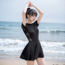 lulucozy black slimming ceiling~conservative one-piece high-end hot spring high-end skirt-style one-piece swimsuit