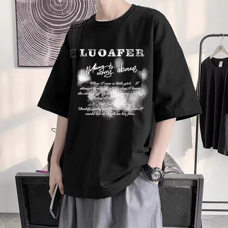 American High Street Retro Short-Sleeved Men's T-Shirt, New Summer Style, Loose Heavyweight Trendy Brand, Cool and Stylish Half-Sleeve T-Shirt American High Street Retro Short-Sleeved Men's T-Shirt, New Summer Style, Loose Heavyweight Trendy Brand, Cool and Stylish Half-Sleeve T-Shirt