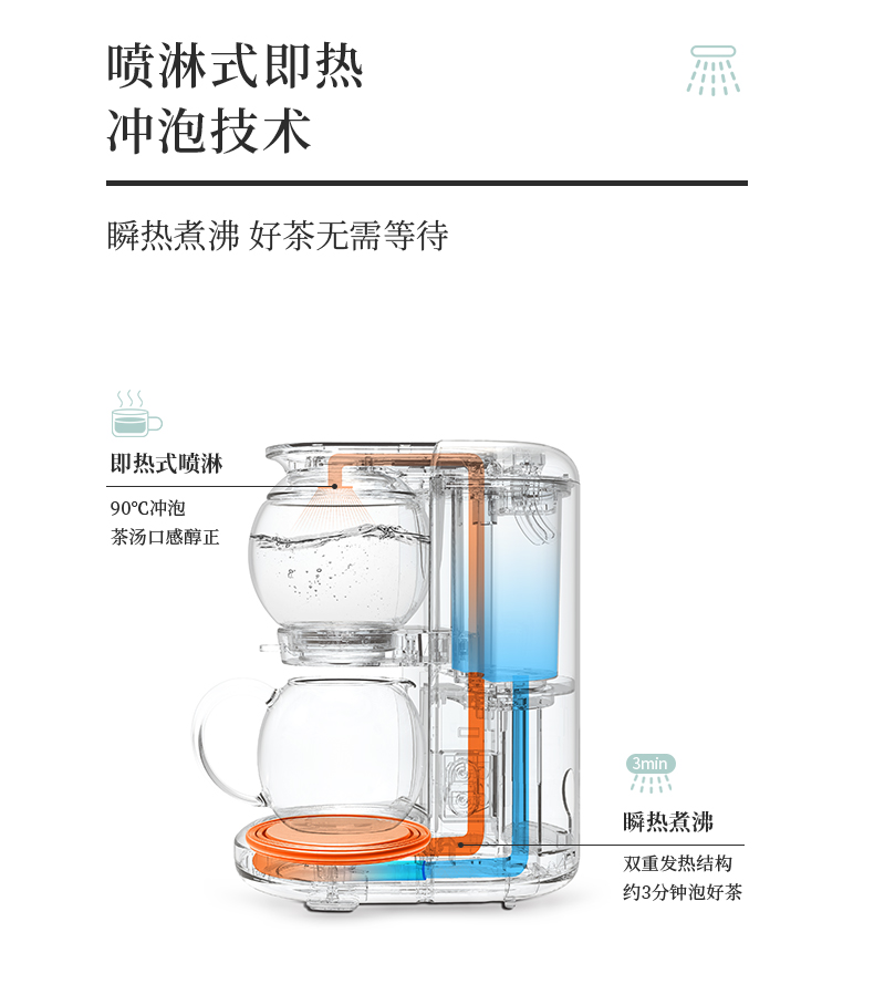 Sound light boiling tea machine hourglass curing pot of automatic household multi - functional office small glass teapot tea sets