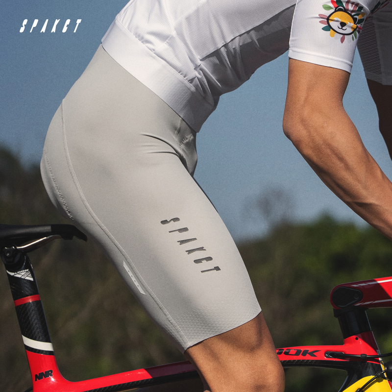 Spak Cycling Bib Shorts Professional Men's Summer Road Bike Shock-Absorbing Breathable Cycling Shorts - Egret