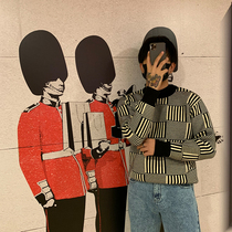 BROTHER winter mens fashion round neck knitwear Korean irregular design round neck thick sweater mens tide