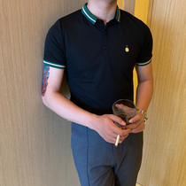 BROTHER mens summer contrast pineapple embroidery POLO short shirt Korean pop slim-fit Paul shirt top tide