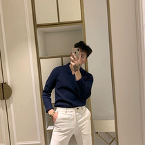 BROTHER autumn and winter mens style inverted lapel woven cotton thread clothes catwalk designer air sweater mens tide