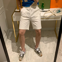 BROTHER mens summer comfortable white short slacks Korean pop Joker elastic waist five-point pants tide