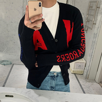 BROTHER Korean men fashion English jacquard sweater New 2021 fashionable V collar coat tide