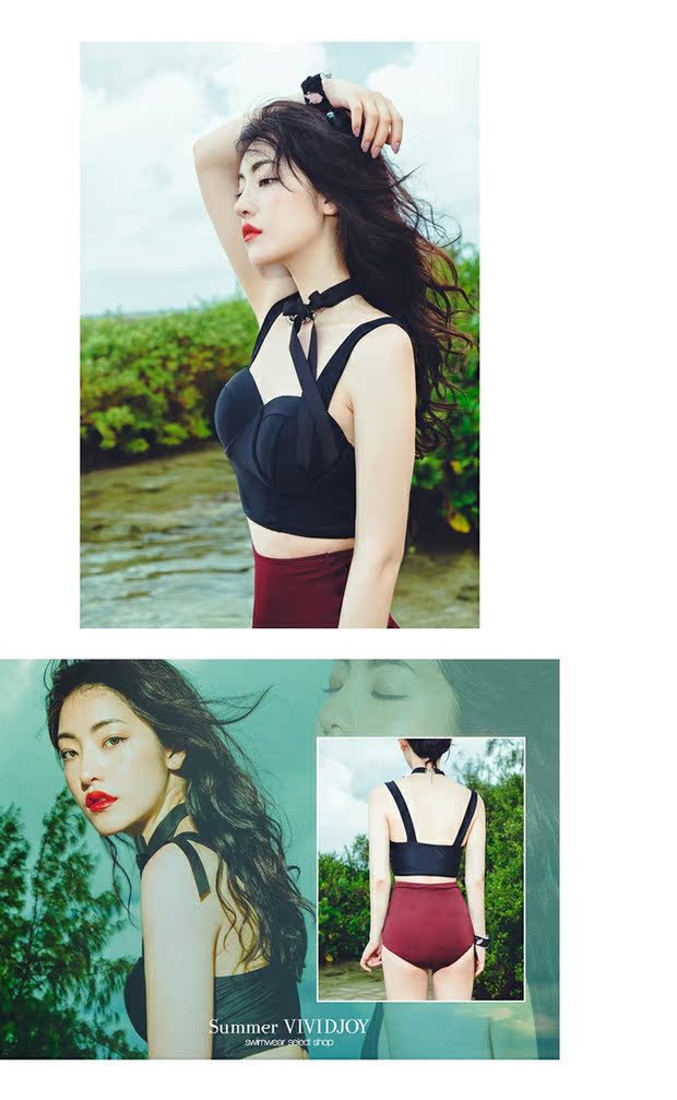 Phiên bản Hàn Quốc của bộ bikini mới chia 2 mảnh nhỏ ngực tập hợp eo cao Che bụng giảm béo mùa xuân nóng bỏng túi xách áo tắm kỳ nghỉ - Bikinis thoi trang ao tam
