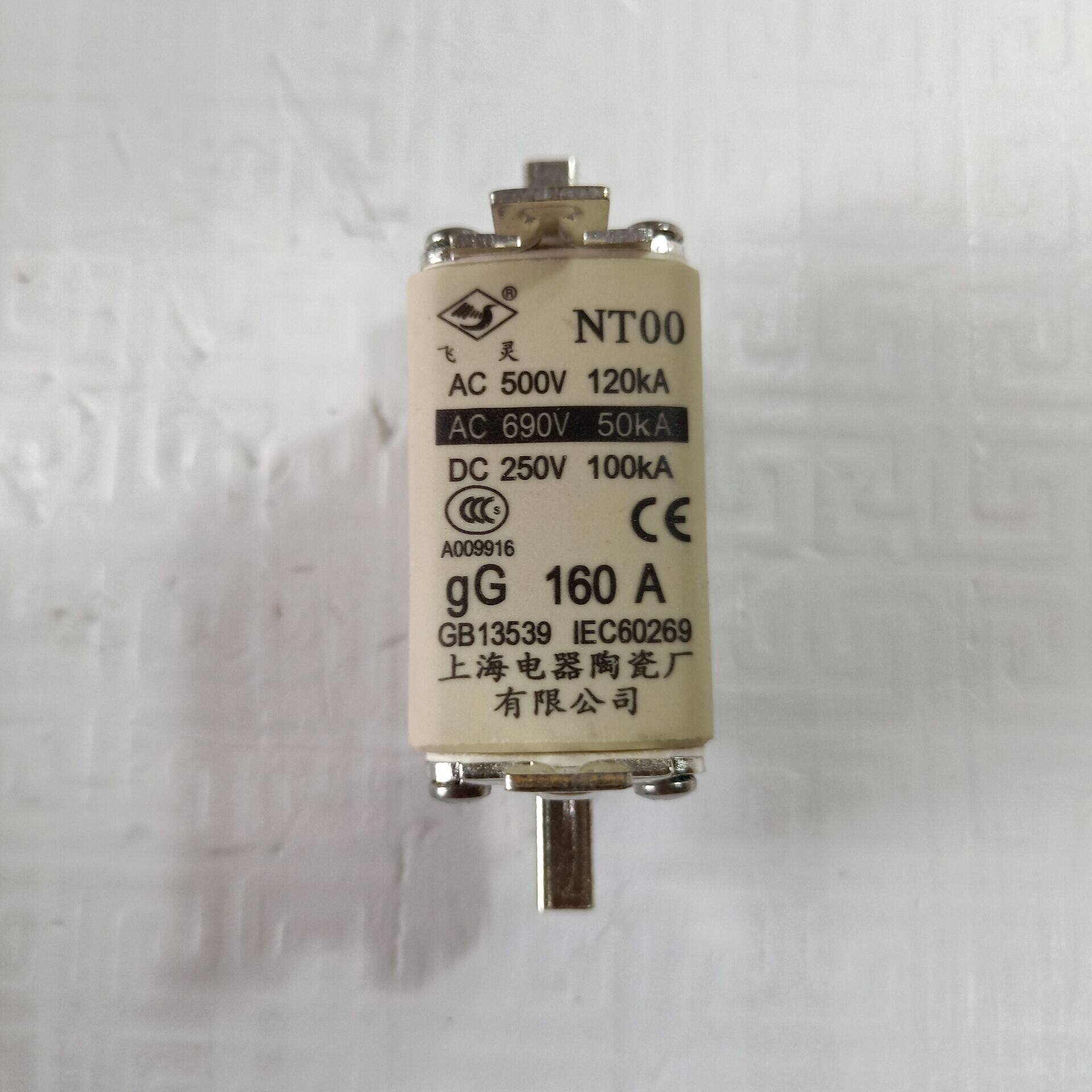 Shanghai Electrical Ceramics Factory Flying Spirit Brand Low Pressure Fuse NT00 AC 690V 160A