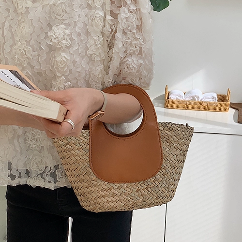 Портативная небольшая дизайнерская соломенная пляжная сумка через плечо, премиум класс