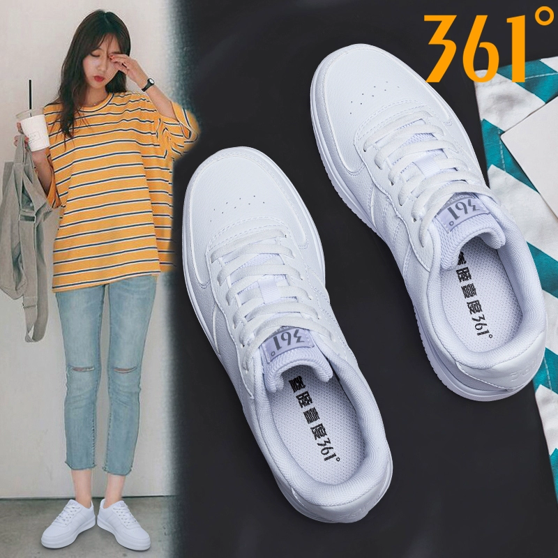 Giày 361 giày nữ Giày dép Air Force One Giày thông thường 361 độ giày thoáng khí dày đáy trắng nhỏ Giày trắng thể thao giày nữ - Dép / giày thường