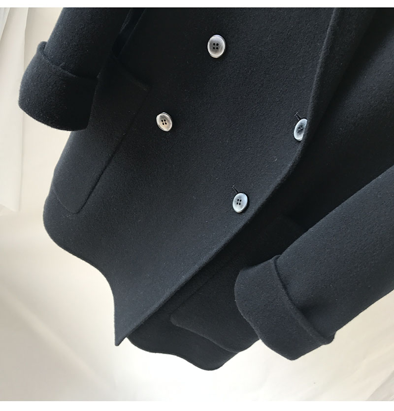 Mùa đông 18 mới áo len cashmere hai mặt ngắn nhỏ lỏng lẻo áo khoác phao nữ