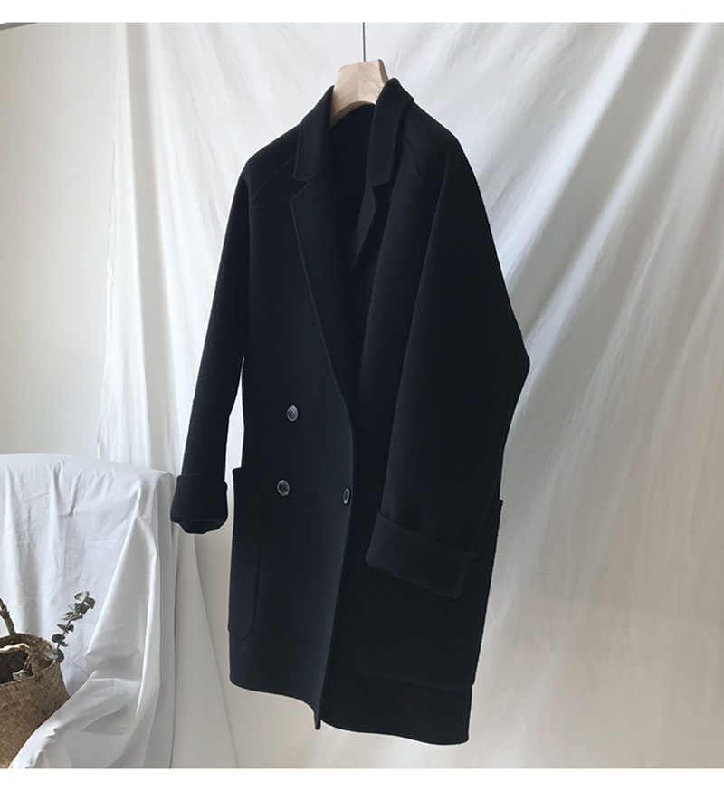 Mùa đông 18 mới áo len cashmere hai mặt ngắn nhỏ lỏng lẻo áo khoác phao nữ