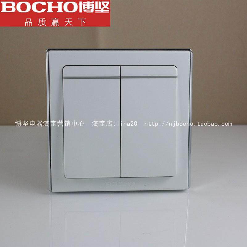 BOCHO Bojian switch socket C60 silver edge 2 open double cut 86 Type two open double cut 86 Type 2 open double