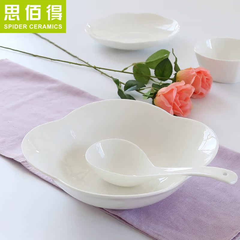 Think hk to pure white lace ipads porcelain tableware suit 28 Korean head home dishes suit tableware ceramic plate