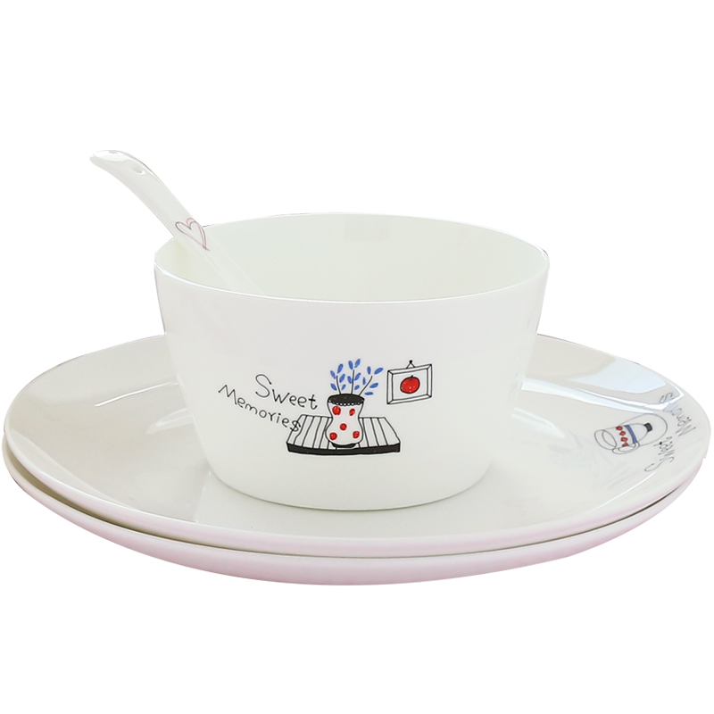 Clearance, 16 times or skull porcelain tableware suit dishes with Korean ceramic bowl dish dish spoon set
