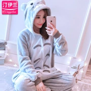 Phim hoạt hình Bộ đồ ngủ Xiêm Nữ Động vật dễ thương Pikachu Mùa thu Đàn ông Flannel Cặp đôi Người lớn Mùa đông San hô Nhung Chinchilla