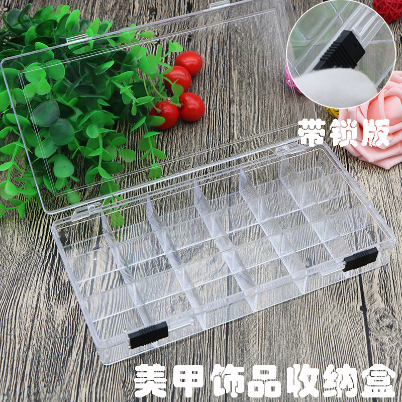 Nail Art Accessory Box, High-End Lockable Nail Art Rhinestone Box, Professional Supplies, 18-Compartment Acrylic Storage Box