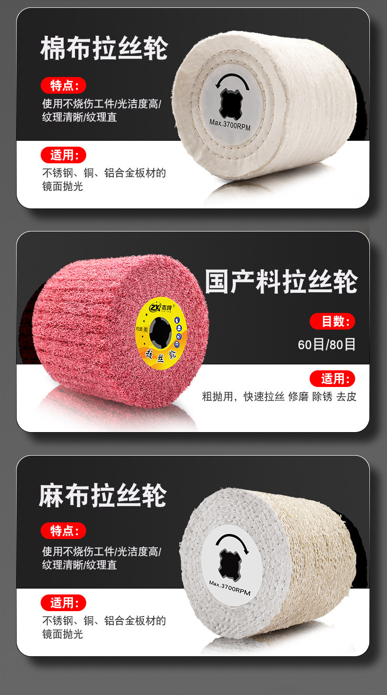 Колесо затвора 进口拉丝轮夹砂80目黑金刚砂纸不锈钢金属毂修覆剐蹭打磨拉丝机轮 Chi Ke