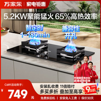 Midea Gas Stove Double Burner for Home Kitchen, Countertop and Built-In Dual-Use, Natural Gas and Liquefied Gas Dual Burner C6R1/C6S