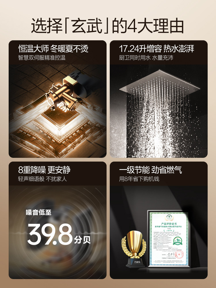 Midea Ts6/P3 Gas Water Heater for Home Use, Natural Gas, Energy-Saving, Constant Temperature, Fast Heating, Forced Exhaust Type, Silent, 13/16L