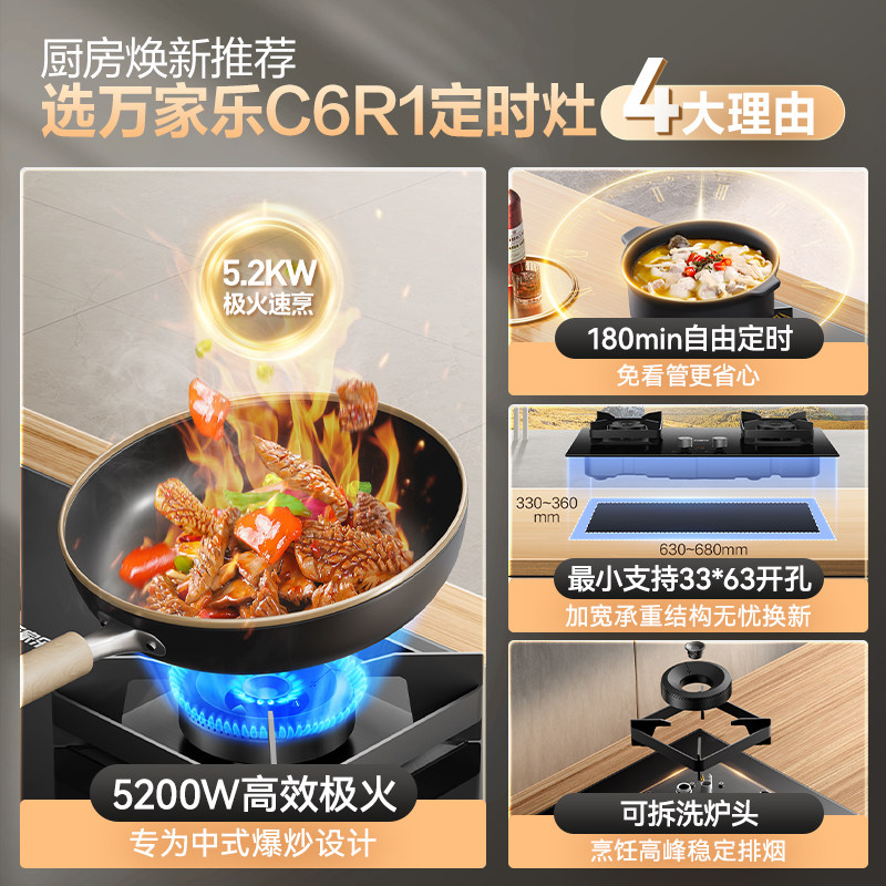 Midea Gas Stove Double Burner for Home Kitchen, Countertop and Built-In Dual-Use, Natural Gas and Liquefied Gas Dual Burner C6R1/C6S