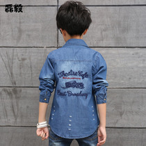 Denim shirt boys spring and autumn Korean version of personality trend handsome 2020 new children in big children thin shirt men