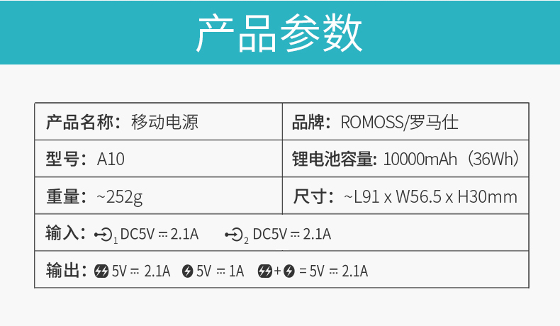 ROMOSS / Luoma Shi A10 nhỏ điện thoại di động phổ sạc 10.000 mA điện thoại di động chính hãng kho báu dễ thương - Ngân hàng điện thoại di động sạc dự phòng energizer