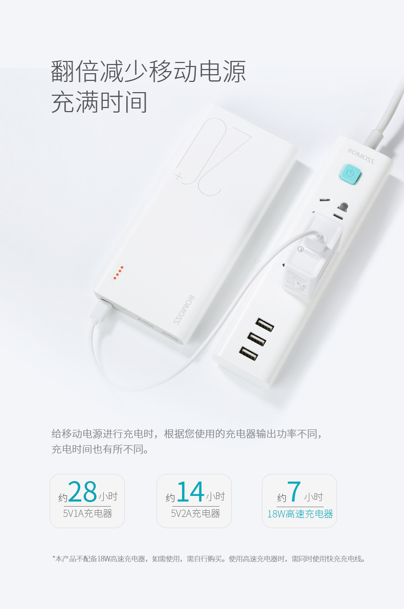 ROMOSS Luoma Shi Bao điện thoại di động rechargeyour nhanh điện thoại di động iPhone8 / X công suất lớn hai chiều nhanh phí - Ngân hàng điện thoại di động giá sạc dự phòng