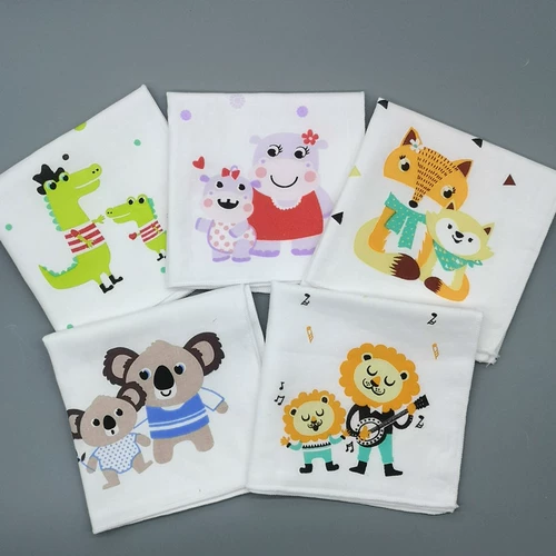 Марлевый детский слюнявчик для новорожденных, носовой платок для умывания, мультяшные хлопковые детские влажные салфетки для детского сада