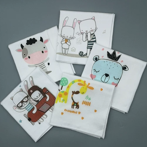 Марлевый детский слюнявчик для новорожденных, носовой платок для умывания, мультяшные хлопковые детские влажные салфетки для детского сада