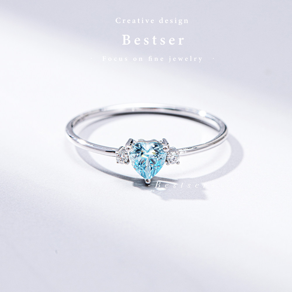 Bestser Bestser (Ice Heart) 18K Gold heart-shaped Brazilian Sea Blue Treasure Diamond ring Diamond Platinum Platinum