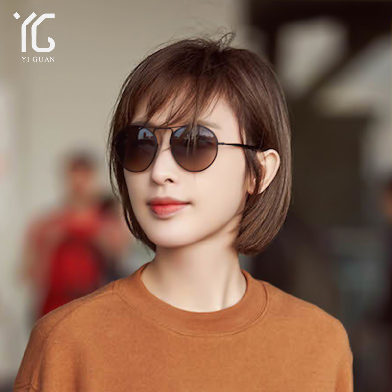 Wig female short hair round face bobo head net red real hair hand knitting needle full real hair head cover wig cover