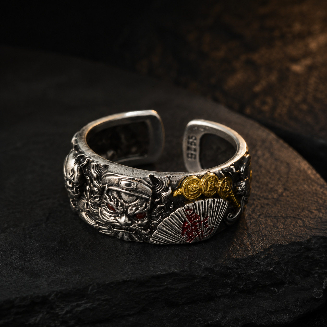 S925 sterling silver original Zhong Kui ring retro national trend new Chinese style ring accessories accessories