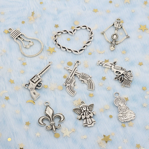 Ретро металлический браслет, пистолет, аксессуар с аксессуарами, серьги, ожерелье, «сделай сам», в стиле панк